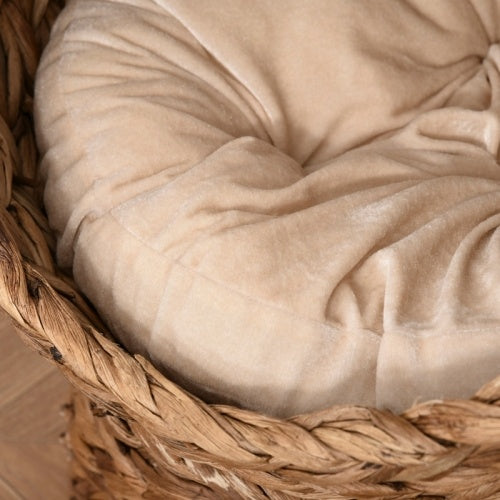 PawHut Wicker Cat Bed, Raised Rattan Cat Basket With Cylindrical Base, Soft Washable Cushion, 50 X 42 X 60 Cm - Brown