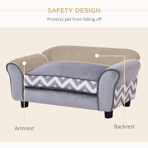 PawHut Dog Sofa Bed For XS-Sized Dogs, Cat Sofa With Soft Cushion, Pet Chair Lounge With Washable Cover, Removable Legs, Wooden Frame