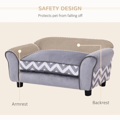 PawHut Dog Sofa Bed For XS-Sized Dogs, Cat Sofa With Soft Cushion, Pet Chair Lounge With Washable Cover, Removable Legs, Wooden Frame